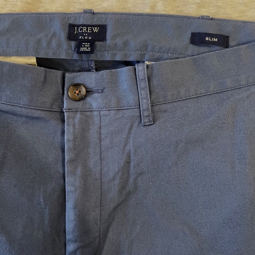 Mens J Crew Chino Pants 34 W 30 L Blue